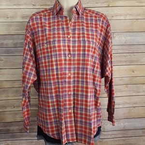 LizSport red/purple plaid button down